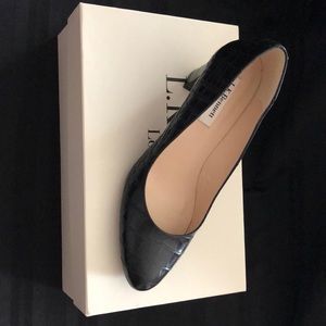 LK Bennett black faux crocodile heel